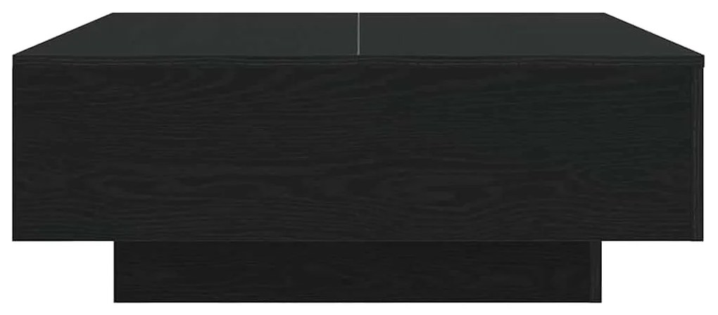 Mesa de Centro vidaXL com Luzes LED Carvalho Preto 80x80x31 cm
