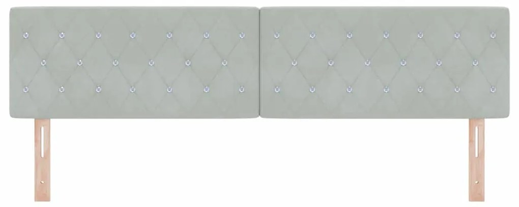 Cabeceira LED com botão de cristal, acolchoada em cinza claro de 90 cm