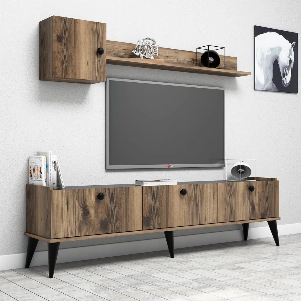 Móvel TV Lidya – Nogueira – 180 cm x 49 cm x 35 cm