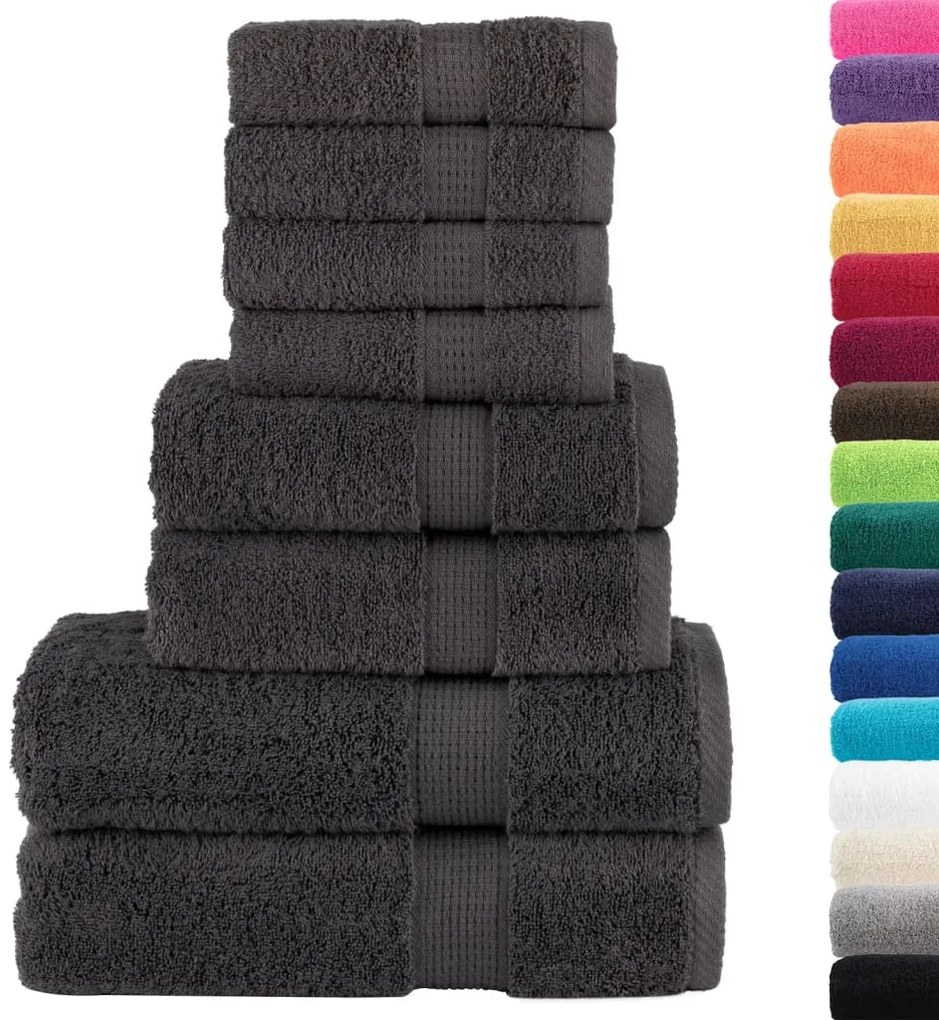 8pcs Conjunto toalhas banho premium SOLUND 600gsm antracite