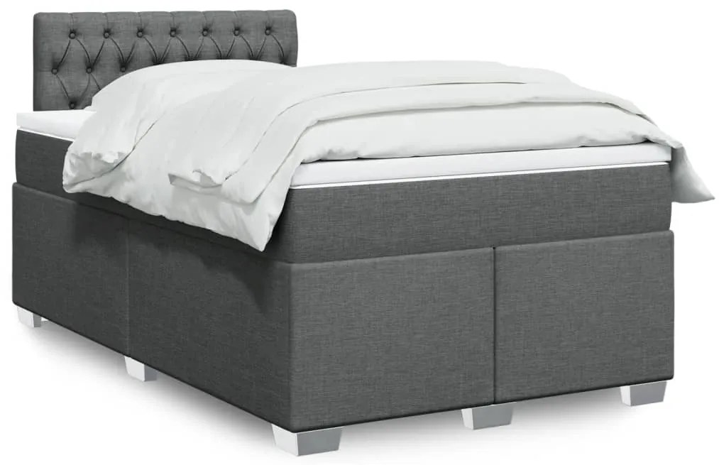 Cama boxspring com colchão 120x190 cm tecido cinzento-escuro