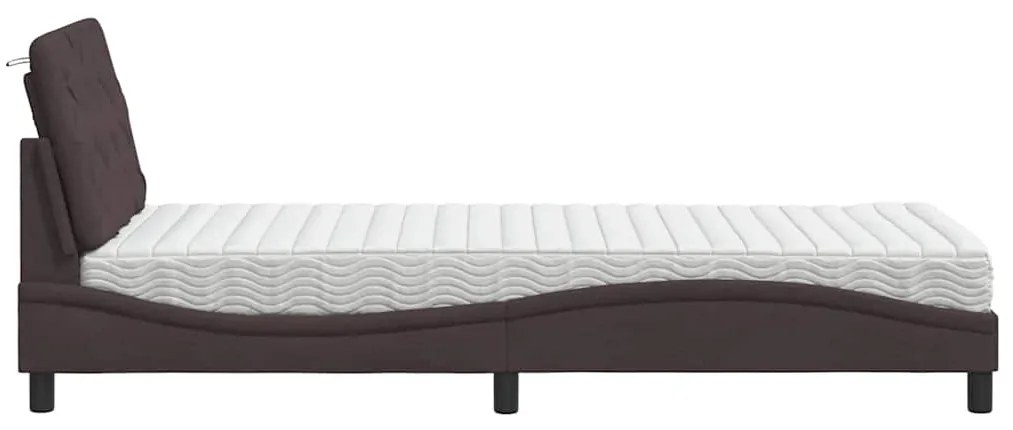 Cama com colchão 80x200 cm tecido castanho-escuro