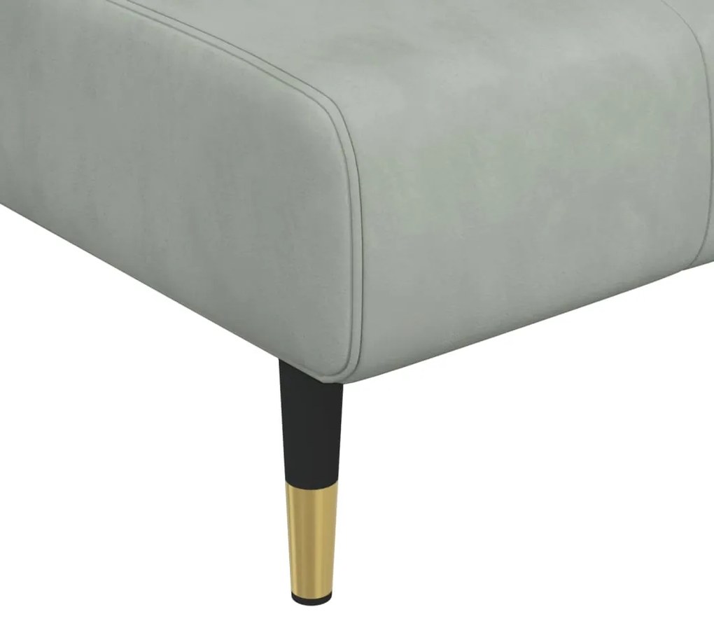 Chaise longue veludo cinzento-claro