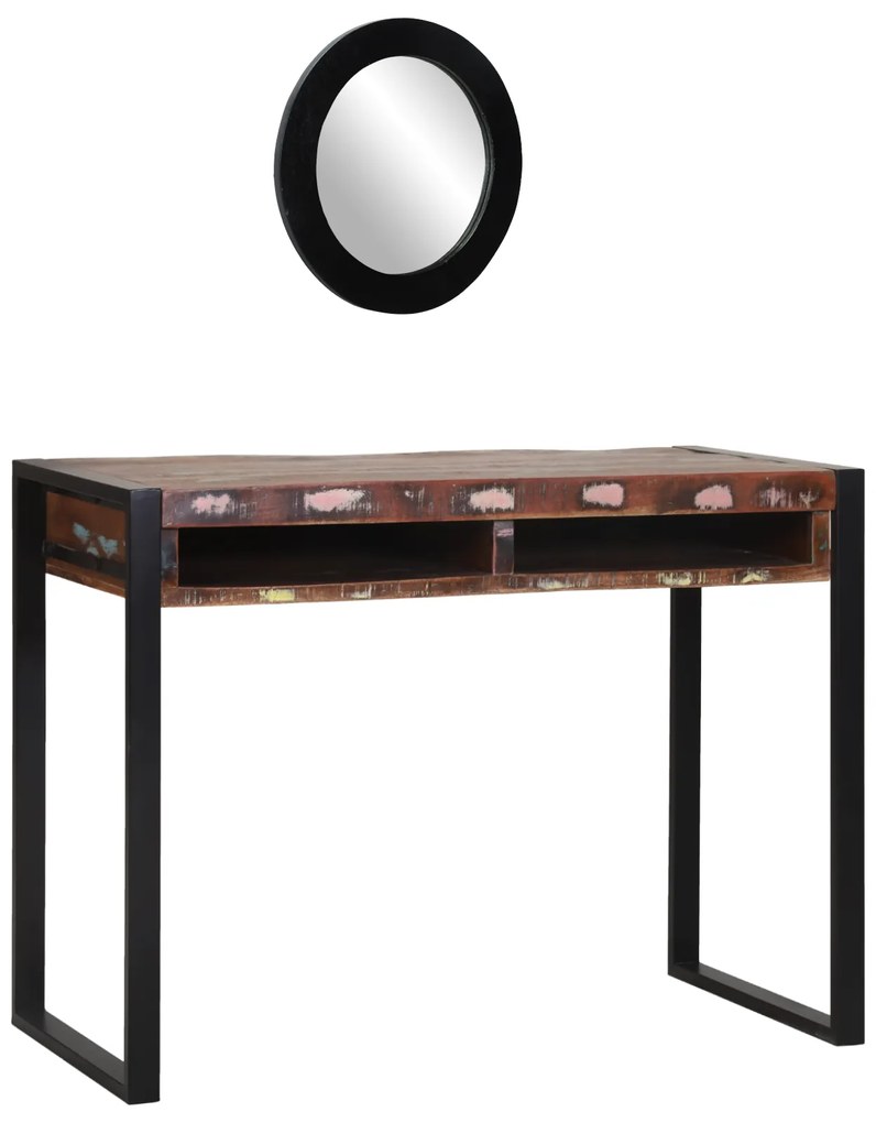 vidaXL Mesa de Toucador com Espelho Multicolorida 100x50x75 cm de Madeira Recuperada