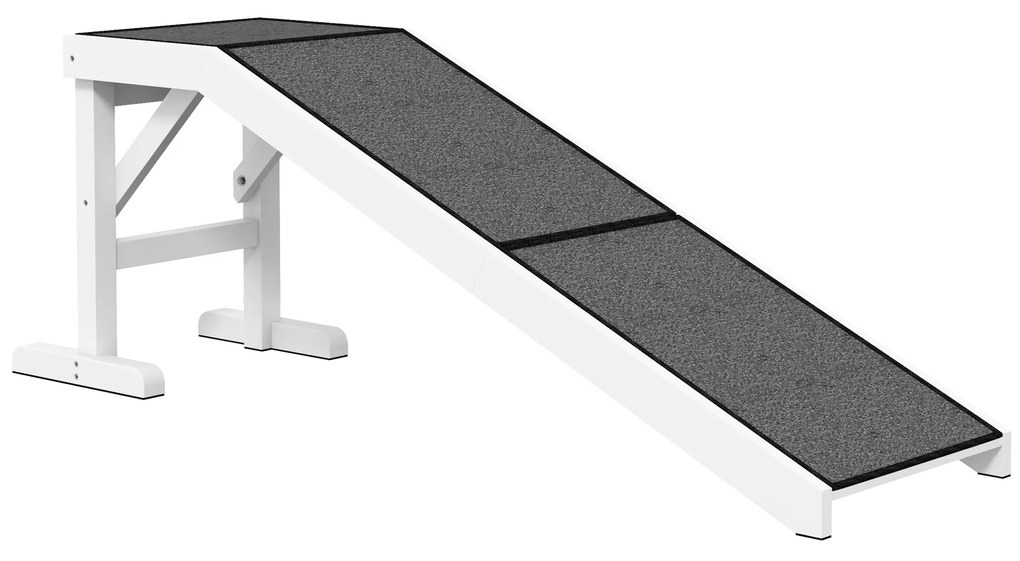 Rampa para Cães de Madeira com Tapete Antiderrapante para Cães Pequenos Médios e Grandes 152x40x50 cm Branco e Cinzento