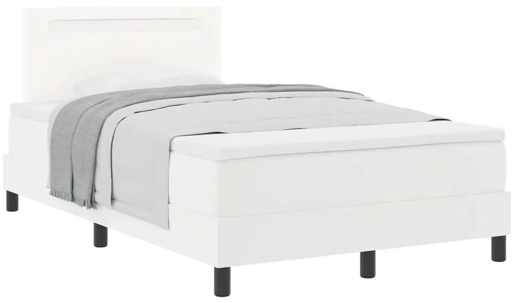 Cama Box com Colchão Branca, 120 x 200 cm, em Couro Sintético