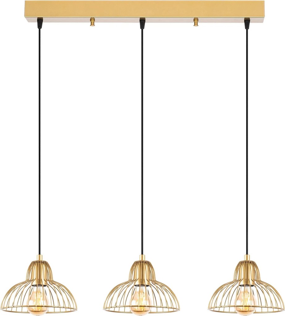 Candeeiro Suspenso Dopo – Ouro Brilhante – 70 x 20 x 114 cm