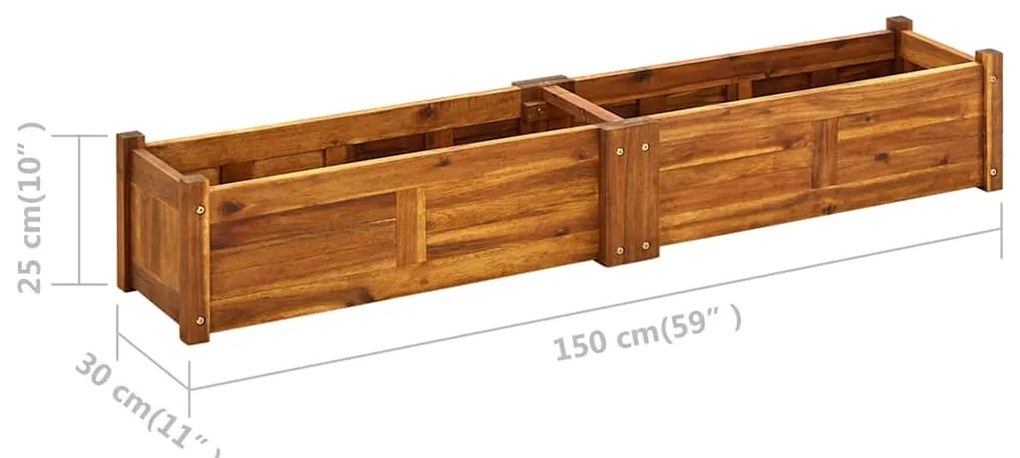 Canteiro elevado de jardim 150x30x25 cm madeira de acácia