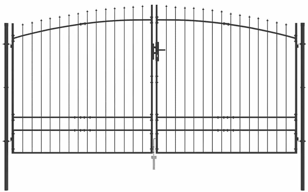 Portão de Jardim com Ponta de Lança Dupla Abertura Cinza 200x400 cm Aç