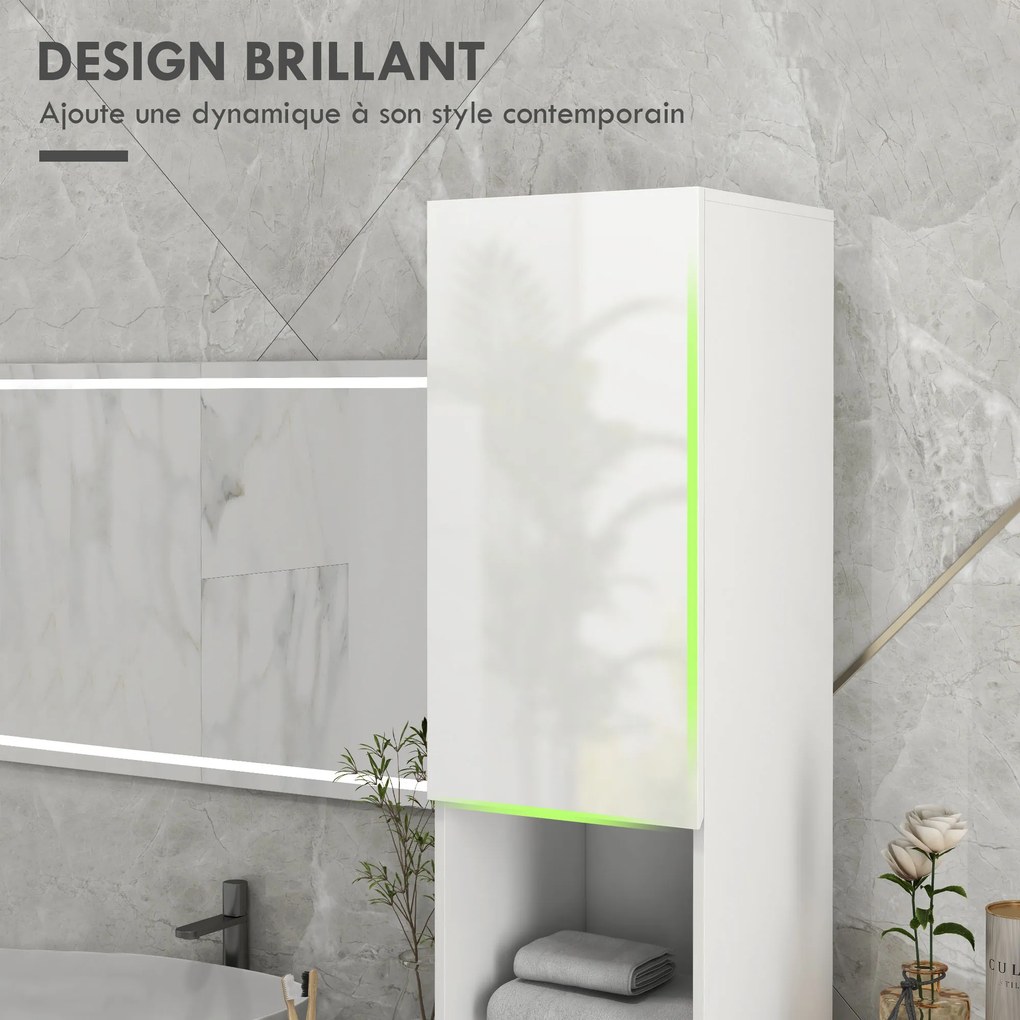 Coluna para casa de banho 30 x 30 x 181,5 cm com 2 portas e prateleiras ajustáveis, branco