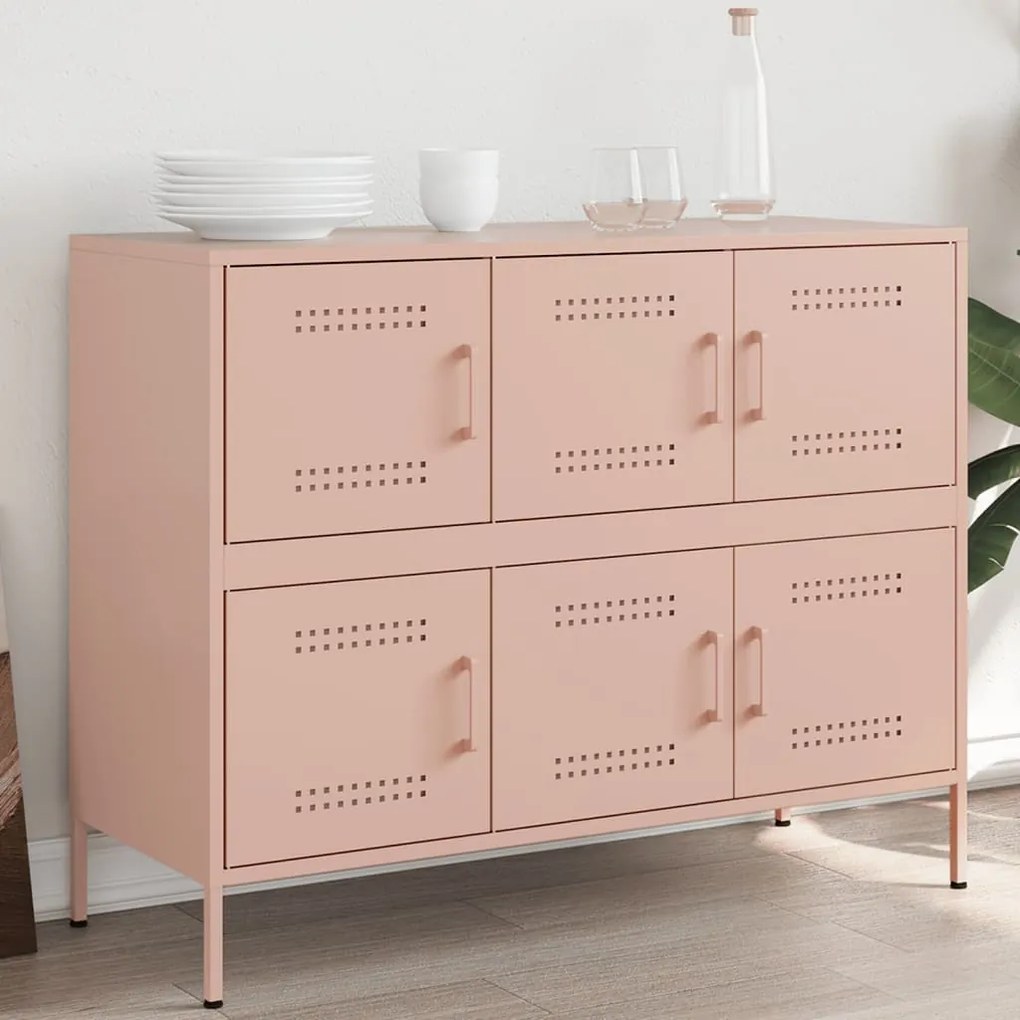 vidaXL Aparador 100,5x39x79 cm aço rosa