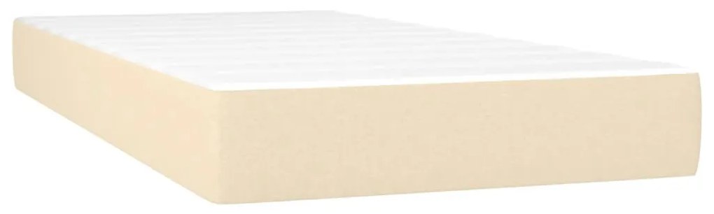 Cama box spring c/ colchão e LED 120x190 cm tecido cor creme