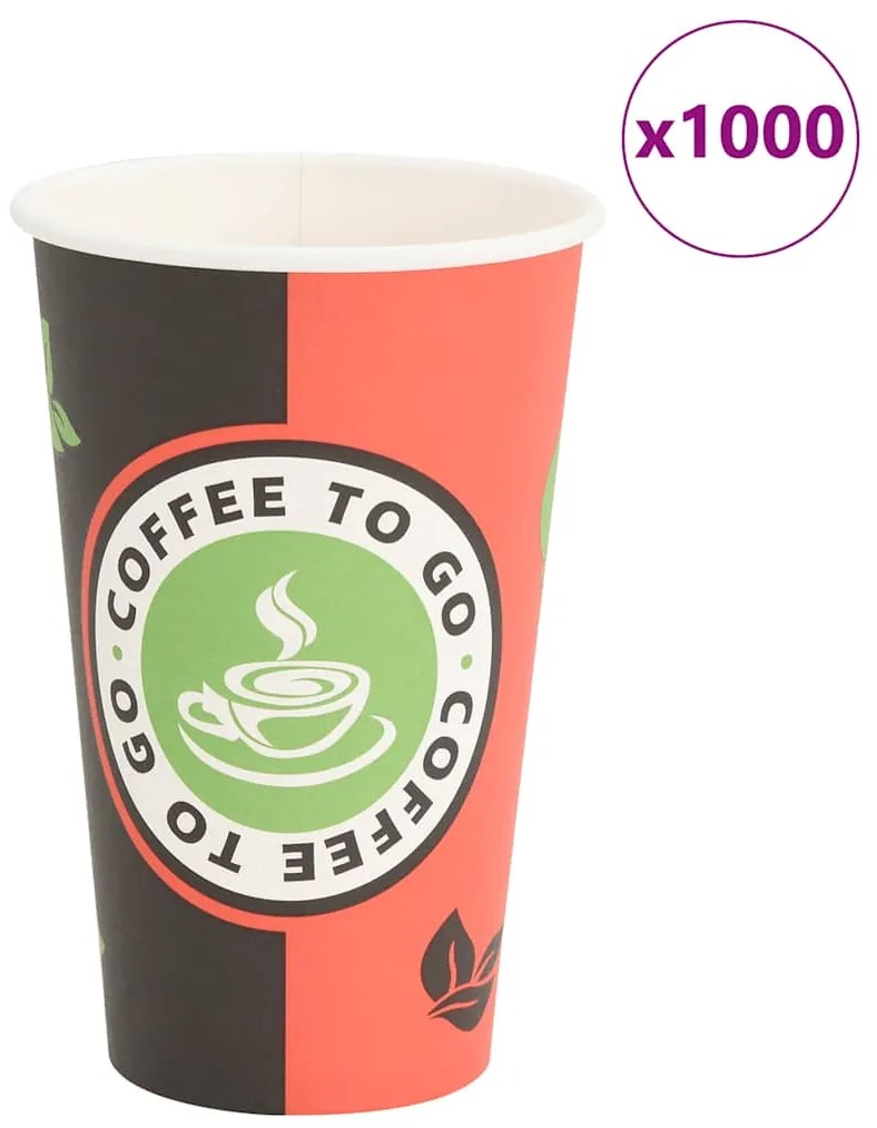 vidaXL Copos de café de papel 1000 pcs 16oz 400mlvermelho e preto