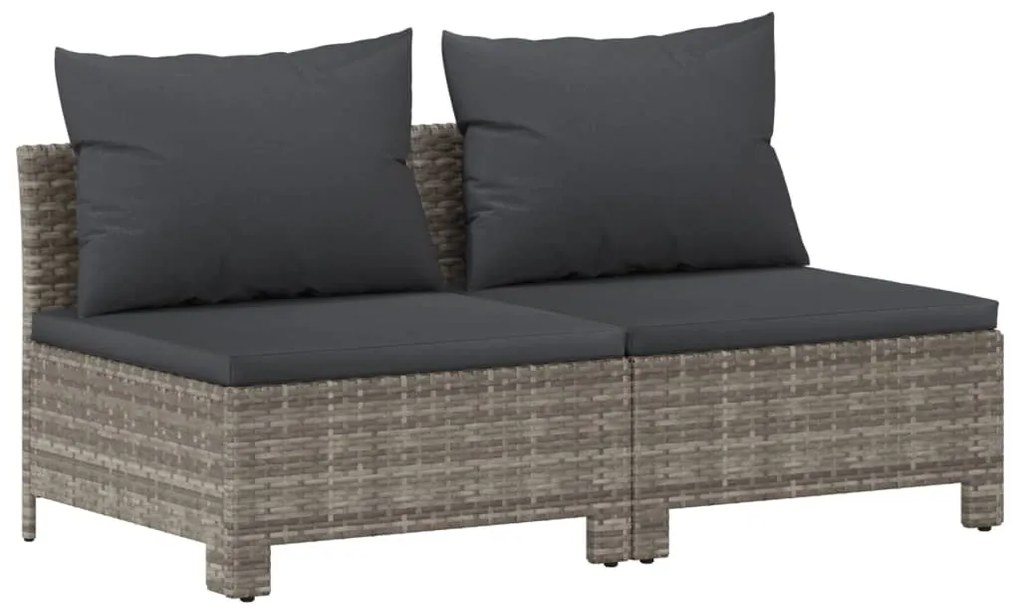 8 pcs conjunto lounge de jardim c/ almofadões vime PE cinzento