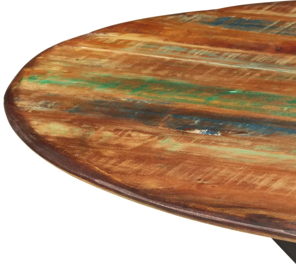 Mesa de jantar Ø110x78 cm madeira recuperada maciça e aço