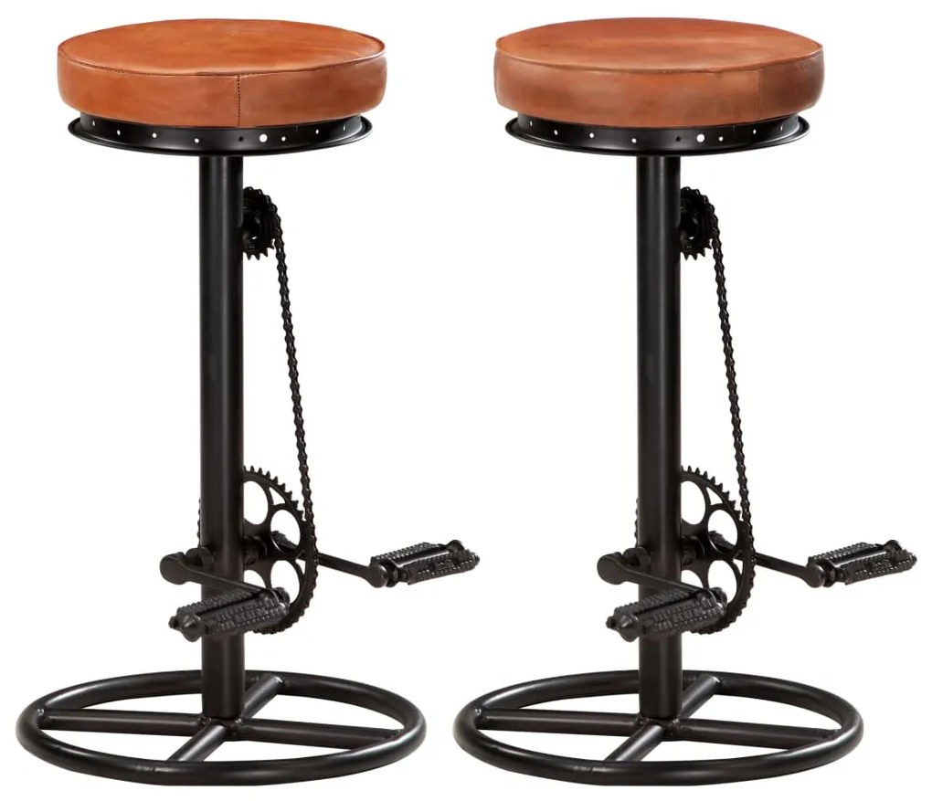 vidaXL Bancos de bar 2 pcs couro de cabra genuíno preto e castanho