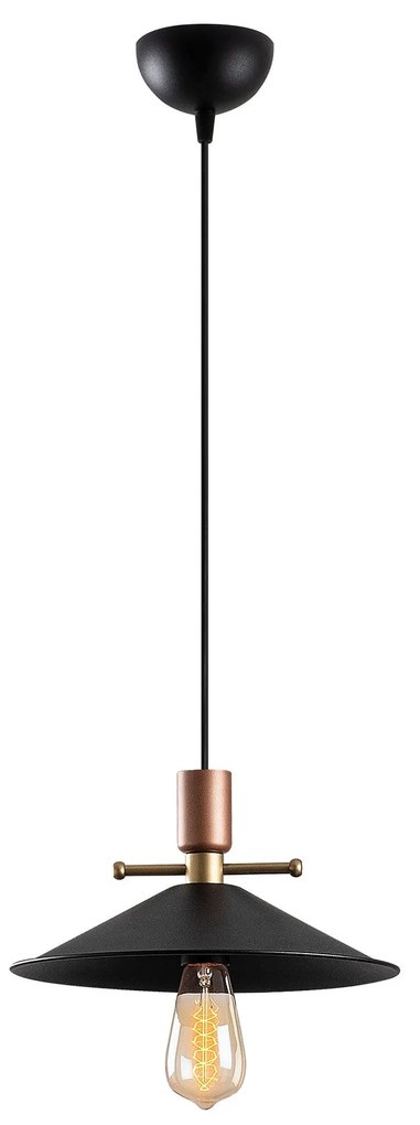 Candeeiro Suspenso Dodo – Preto e Cobre – 30 x 30 cm