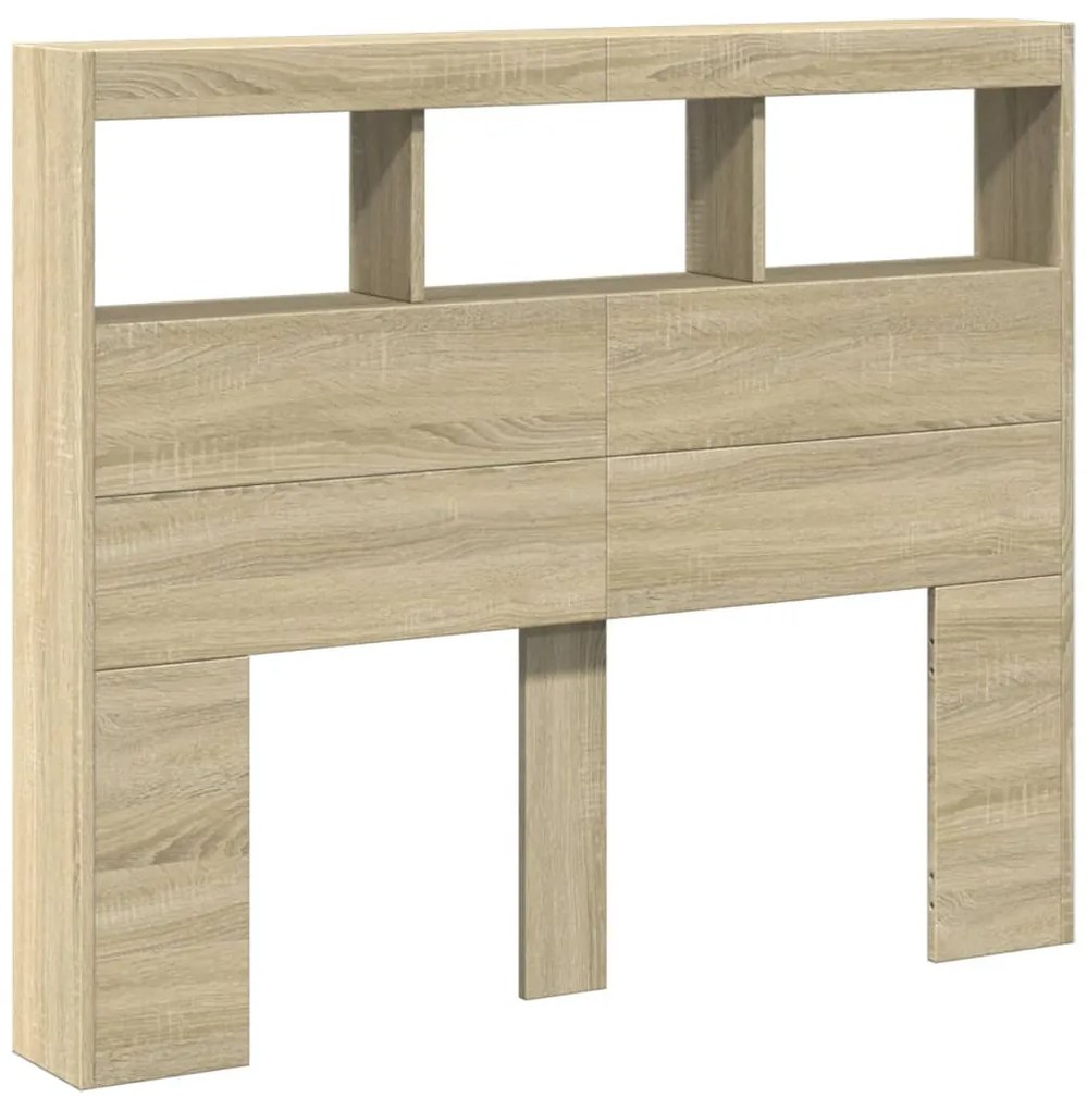 Armário de cabeceira c/ luzes LED 120x17x102 cm carvalho sonoma