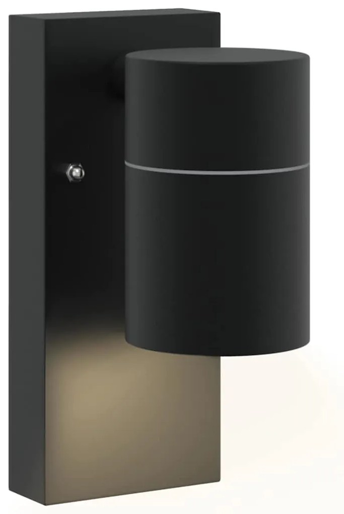 Luz de Parede Externa Preta em Aço Inoxidável IP44