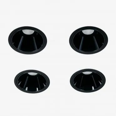 Pack De 4 Downlights Led Embutidos Com Molduras Redondas Ø5 Cm Em Alumínio Luisiana Preto & Branco Cálido 2700k & 3 W & 19º - Sklum