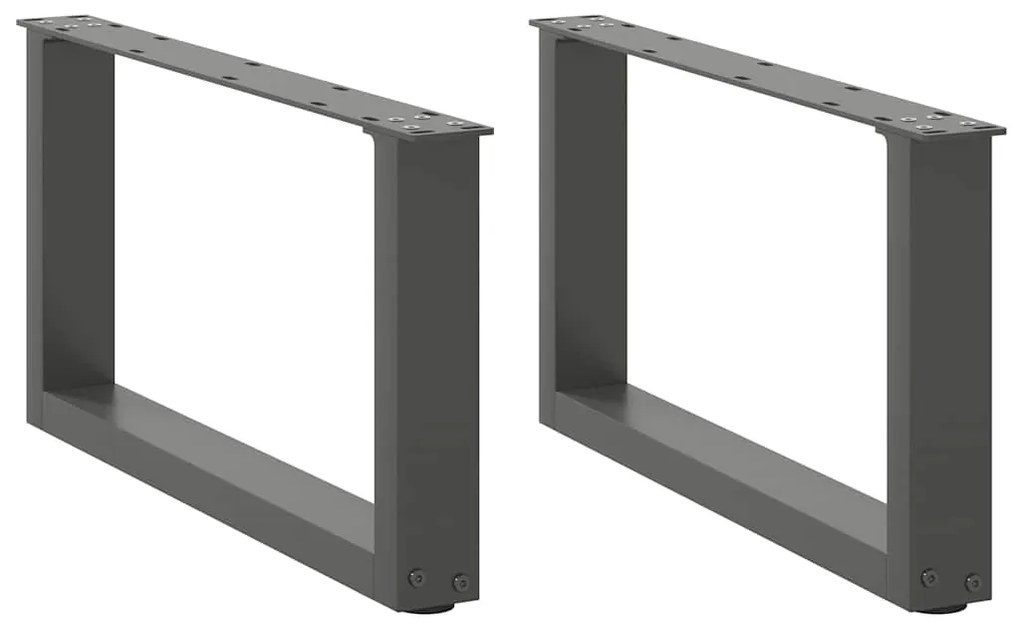 vidaXL Pés para mesa de centro em forma de U, 2 peças, antracite, 60x(30-31) cm, aço
