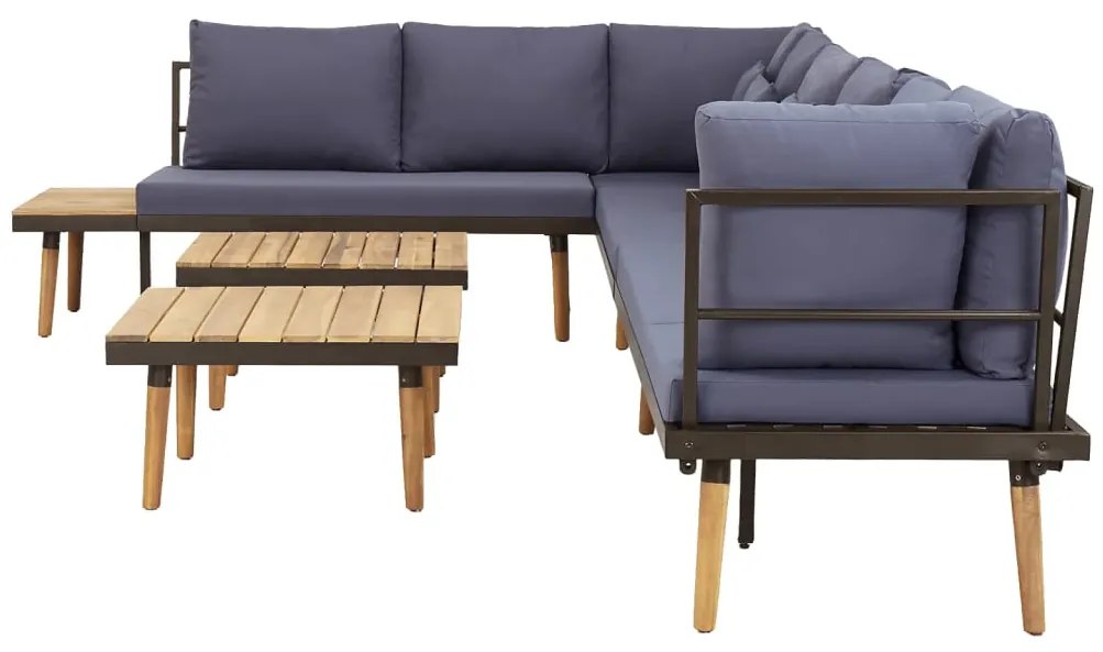 8 lugares conjunto lounge jardim c/ almofadões acácia maciça