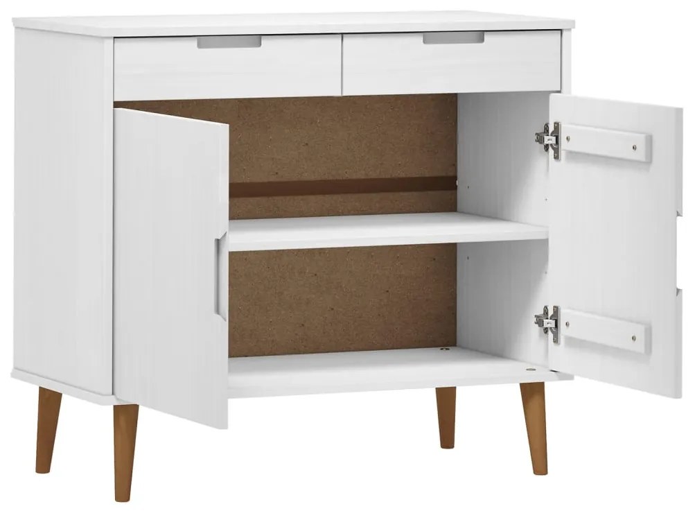 Armário Alto Eva em Pinho Maciço - Branco - Design Escandinavo