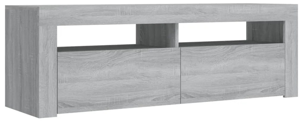 Móvel de TV com luzes LED 120x35x40 cm cinzento sonoma