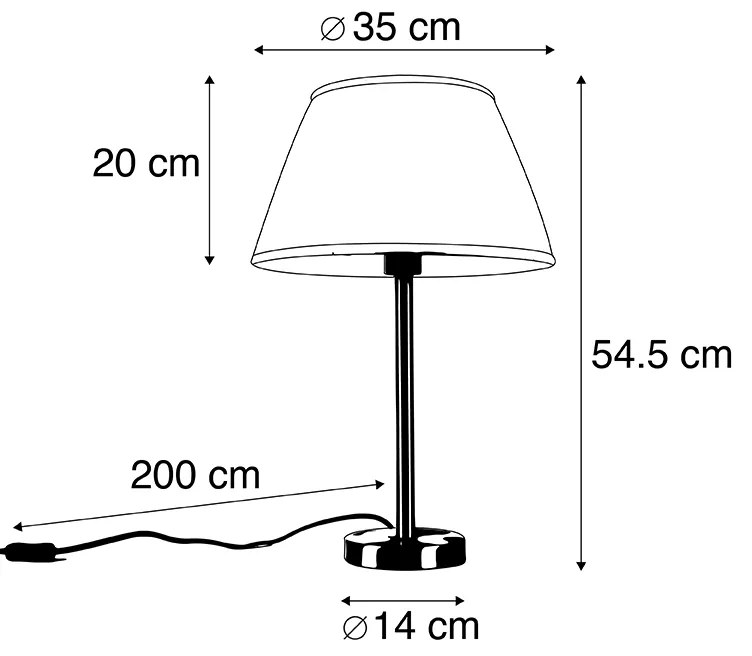 Candeeiro de mesa clássico em aço com cúpula plissada branca 35 cm - Simplo Design,Clássico / Antigo