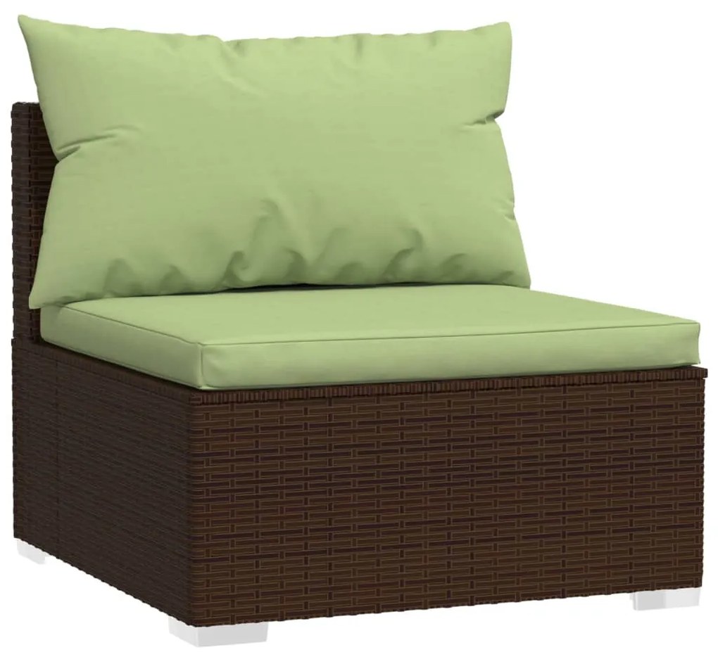 2 pcs conjunto lounge de jardim c/ almofadões vime PE castanho