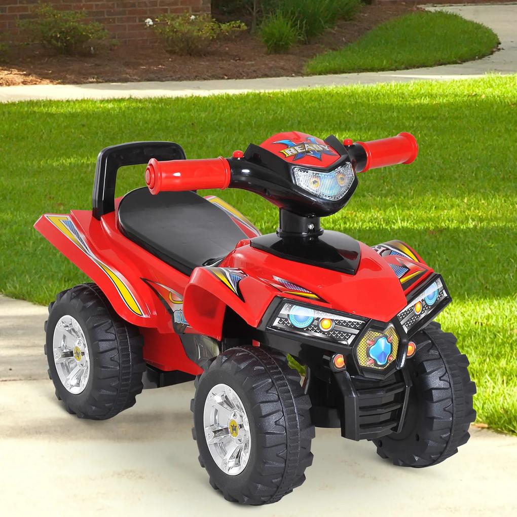 HomCom® Quad para crianças Carro sem pedais para bebê Brinquedo andador com buzinaMúsica Luzes 60x38x42cm