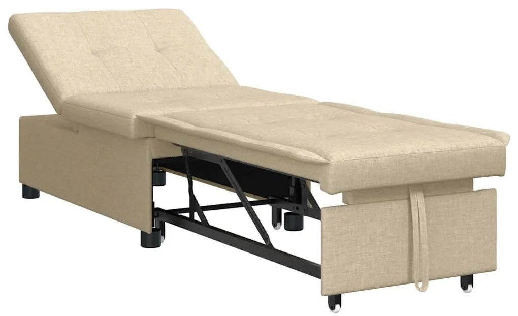 Sofá Cama 3 em 1 com Design Retrátil em Tecido Creme
