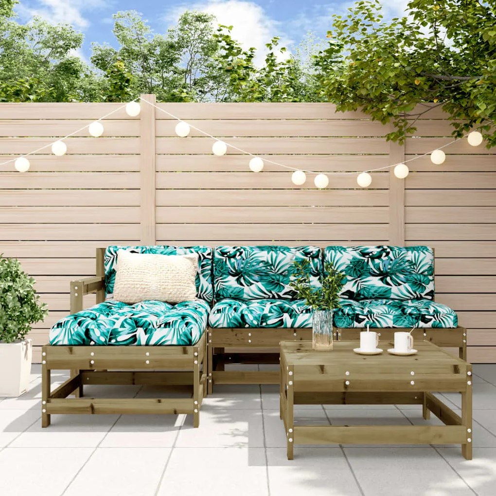 vidaXL 5 pcs conjunto lounge de jardim madeira de pinho impregnada