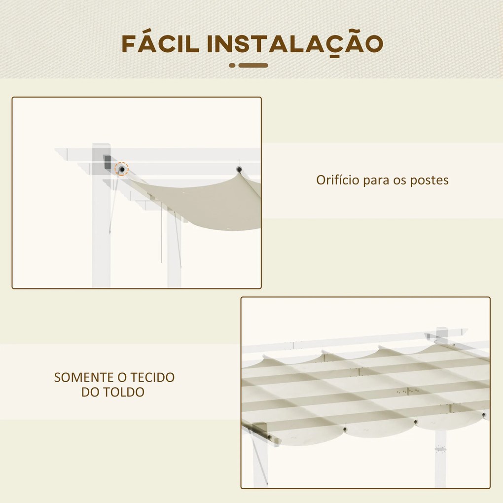 Cobertura para Pérgola 3,5x2,5 m Teto de Substituição Retrátil para Pé