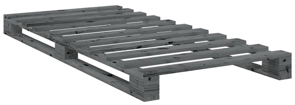 Estrutura de cama com cabeceira 90x200 cm pinho maciço cinzento