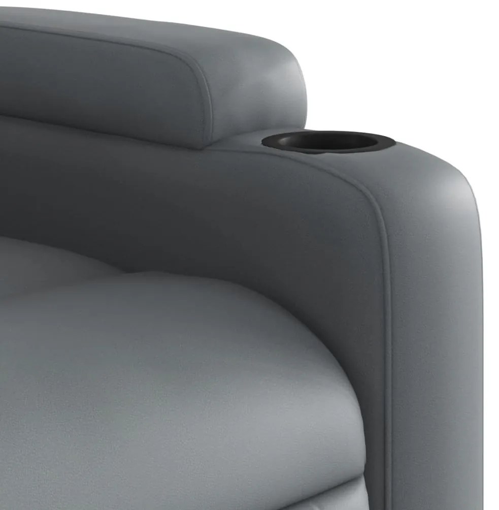 Poltrona reclinável elevatória couro artificial cinzento