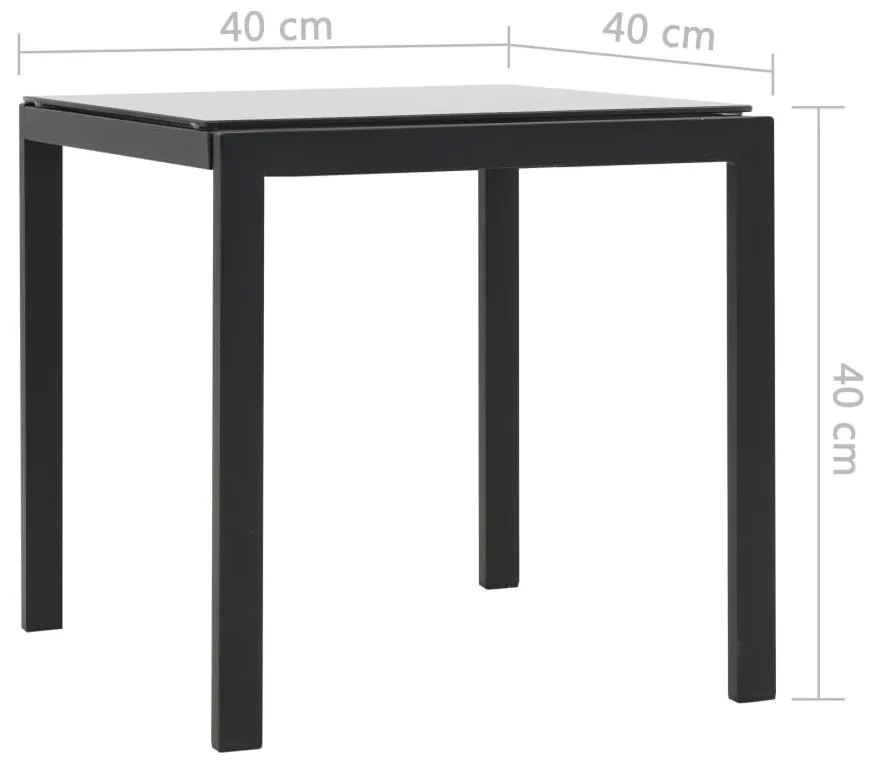 Espreguiçadeiras com mesa 2 pcs vime PE e textilene preto