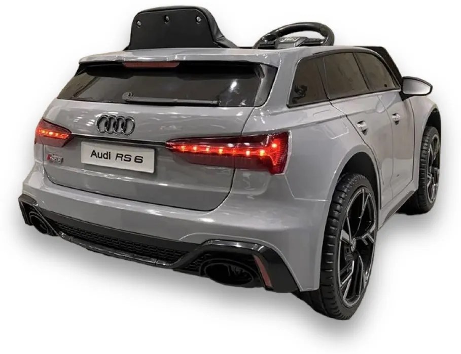 Carro elétrico para crianças Audi RS6 12v, módulo de música, assento de couro, pneus de borracha EVA Cinzento