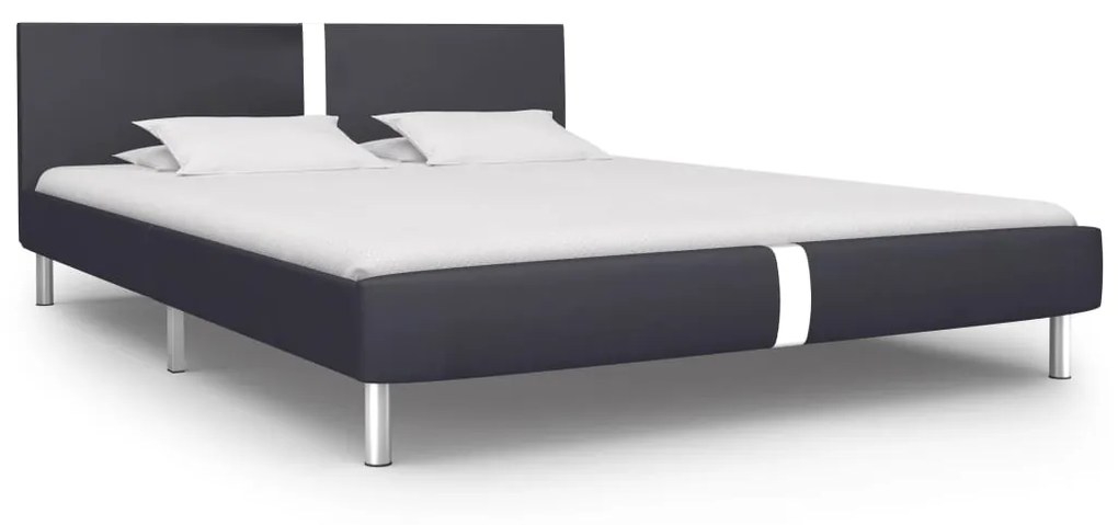 vidaXL Estrutura de cama 140x200 cm couro artificial preto