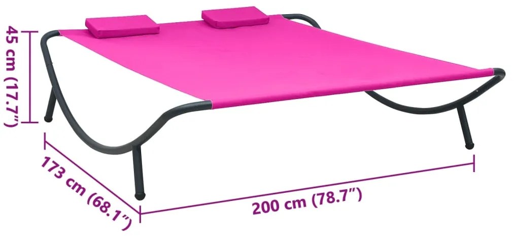Espreguiçadeira de exterior em tecido cor-de-rosa