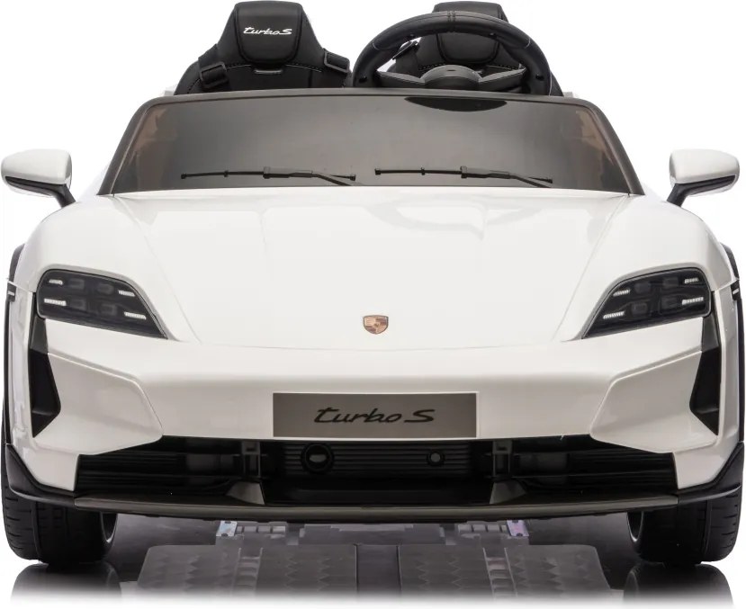 Carro elétrico para Crianças 24V Porsche Taycan Turbo S, 2 Lugares, Rodas Espuma EVA, assento couro ecológico Branco