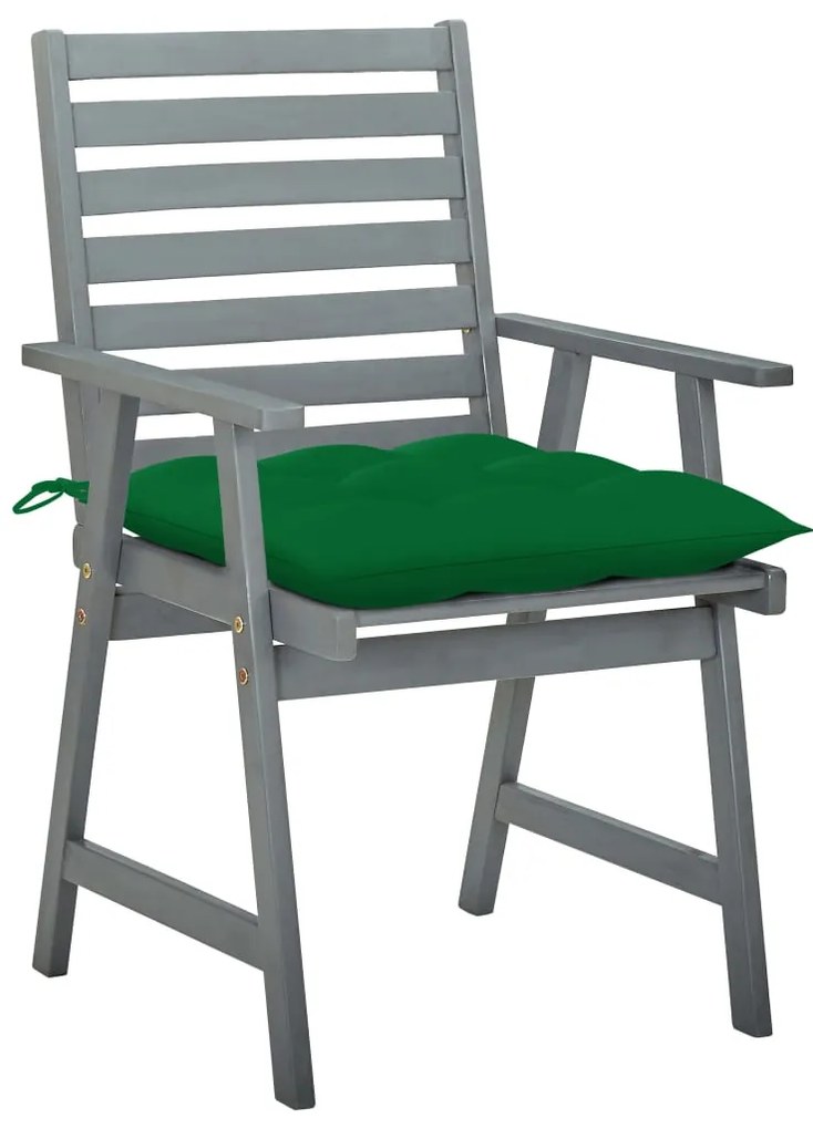 Cadeiras de jantar p/ jardim 3 pcs c/ almofadões acácia maciça