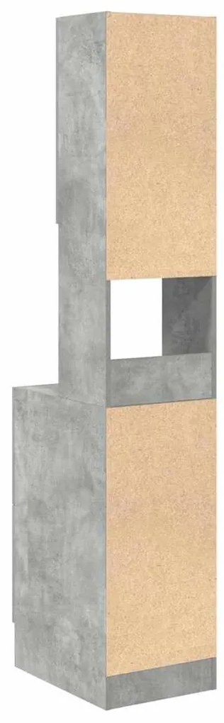 Armário de Cozinha Cinza Concreto 35x50x180 cm Madeira Ingenheirada