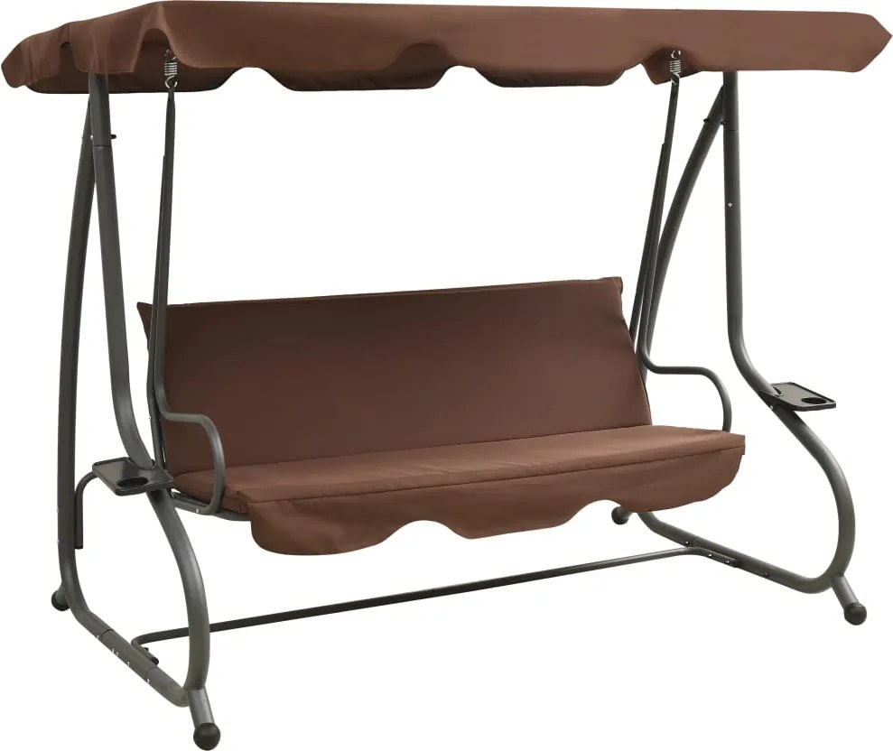 vidaXL Baloiço de jardim com toldo cor café