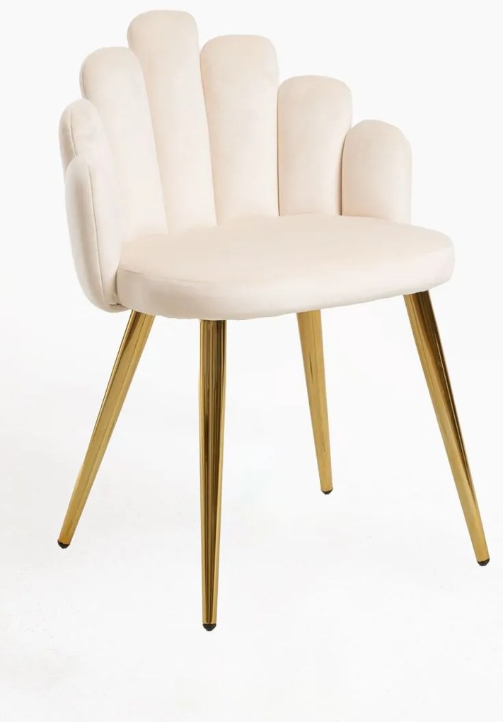 Cadeira Hand Gold Veludo - Beige