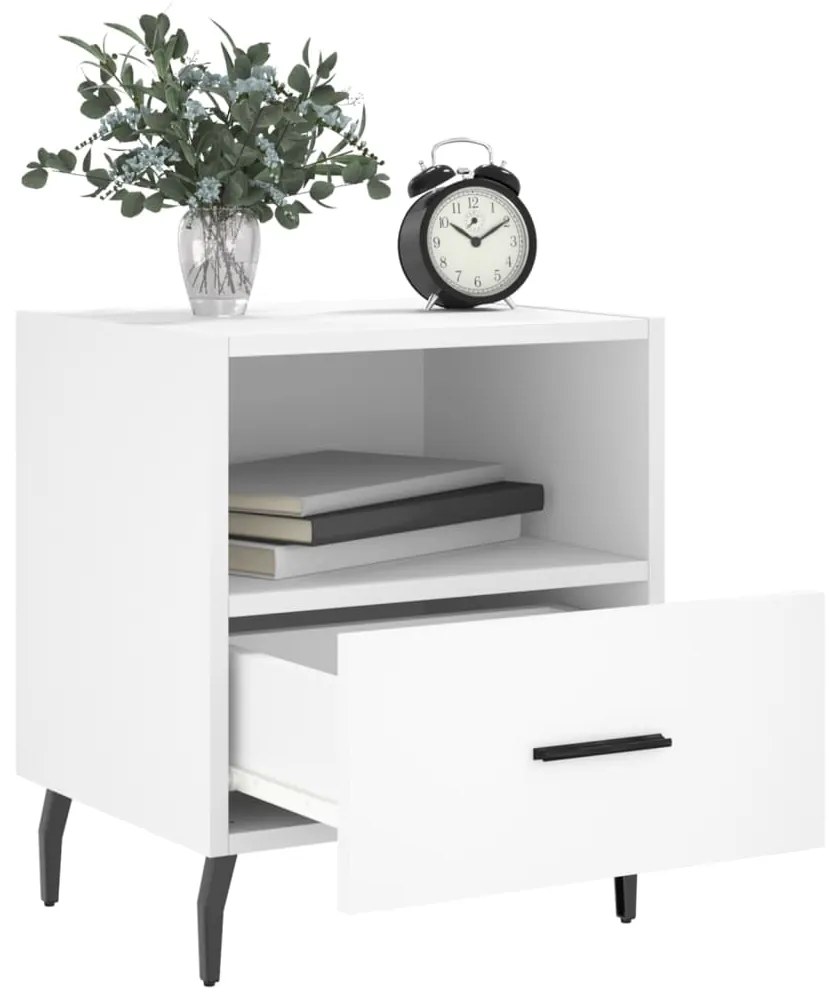 Mesas de cabeceira 2 pcs 40x35x47,5 cm deriv. de madeira branco