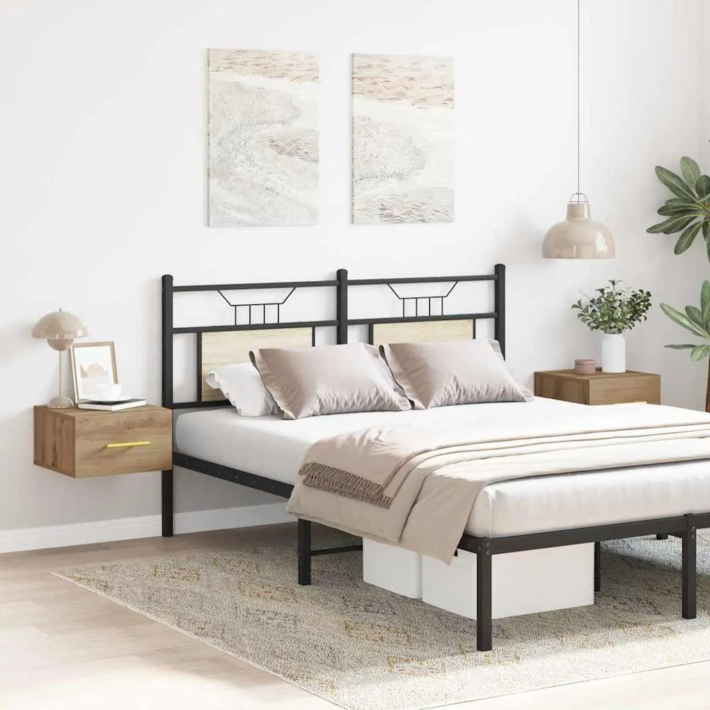 vidaXL Armário de Cabeceira 2 pcs Carvalho Artesanal 35 x 35 x 20 cm