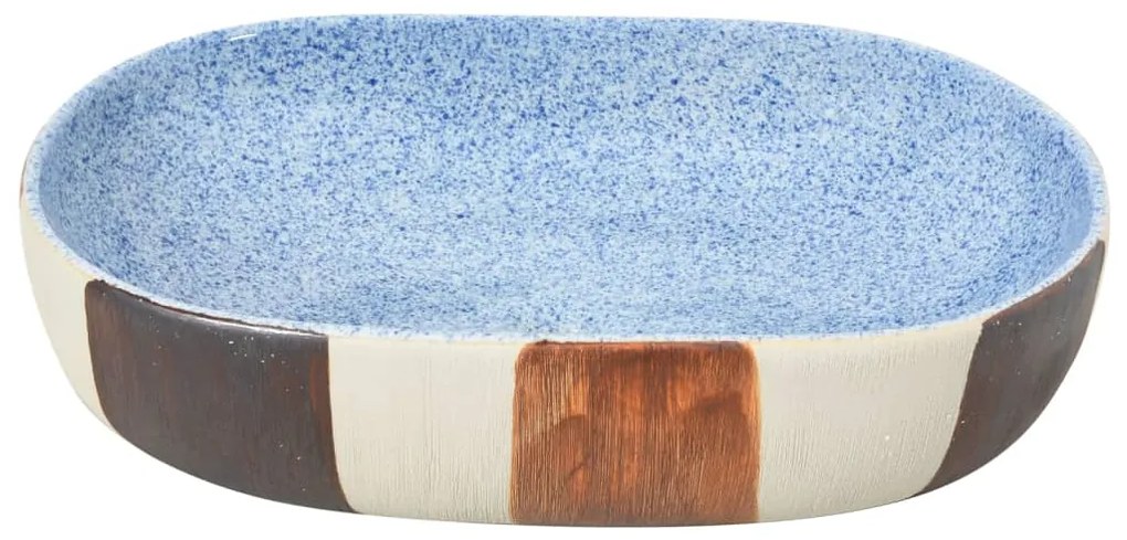 Lavatório de bancada oval 59x40x14 cm cerâmica multicor