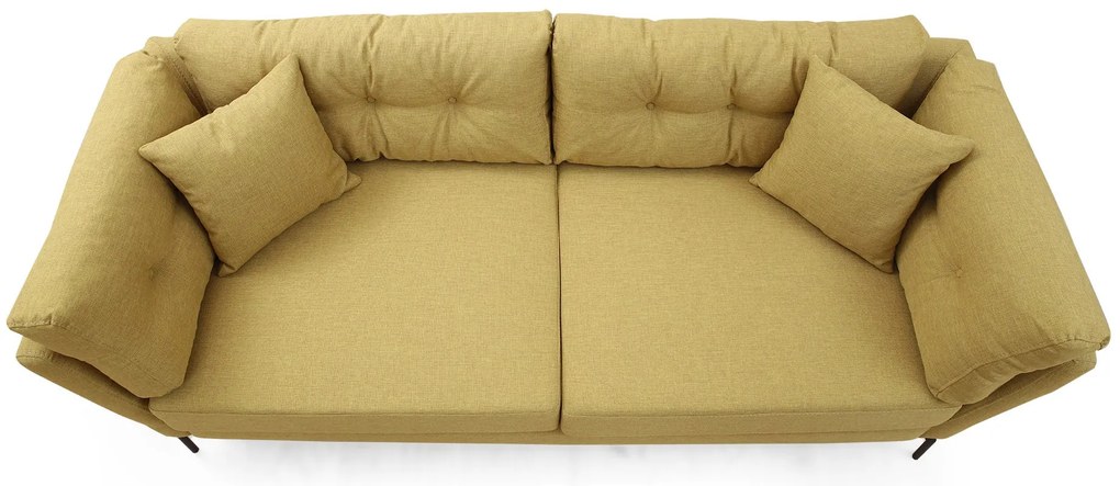 Sofá de 3 Lugares Mapa – Amarelo Esverdeado – 214 cm x 90 cm x 84 cm