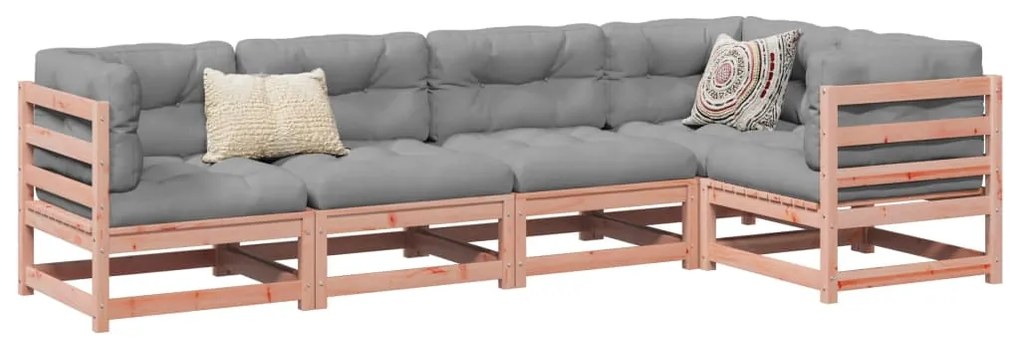 vidaXL 5 pcs conj. sofás jardim c/ almofadões madeira abeto-de-douglas